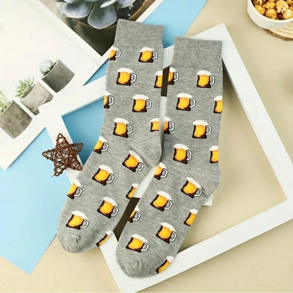Beer crew socks mug stein gray drinking sox funny gift